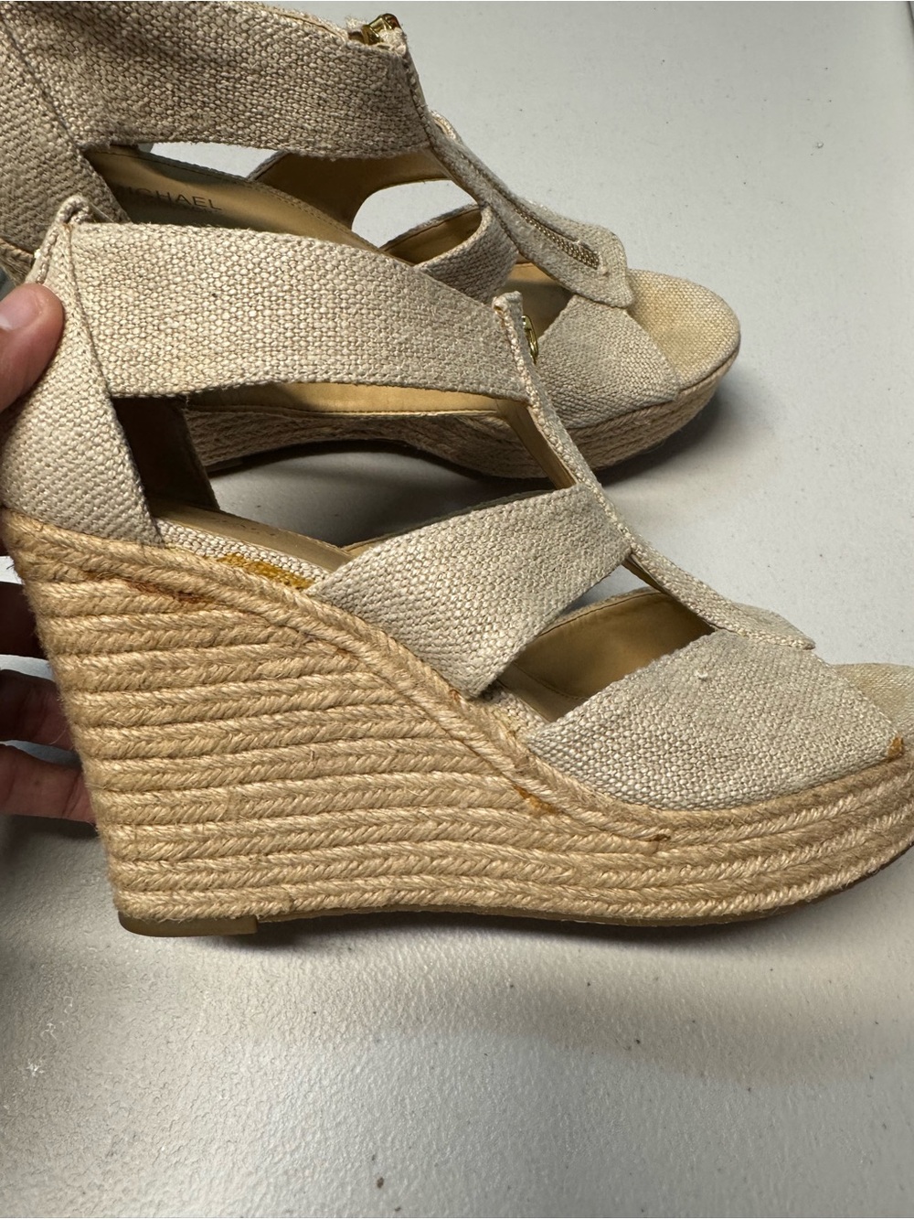 Wedge Espadrille Sandals in Natural Canvas